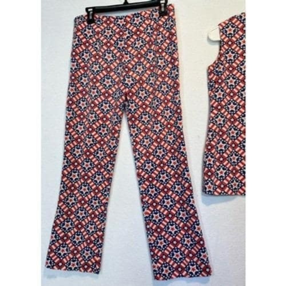 Vtg Handmade Women's 2 Pc Outfit USA Patriotic American Flag Small - Picture 15 of 16